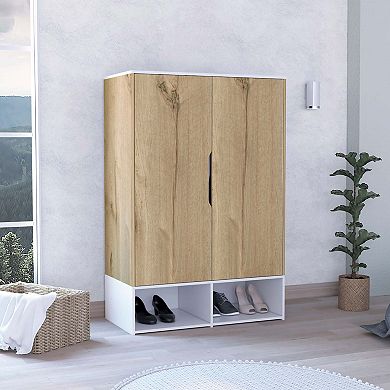 Rosie Armoire, Two Open Shelves, Double Door, Five Shelves, Hanging Rod