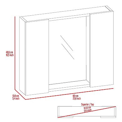 Artemisa Medicine Cabinet, Double Door, Mirror, One External Shelf