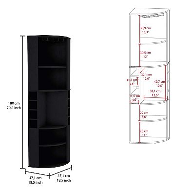 Oban Corner Bar Cabinet With Five Shelves , Eight Bottle Cubbies And Steamware