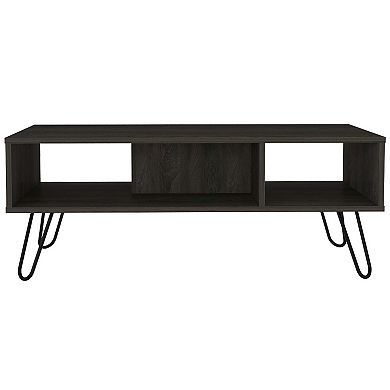 Vassel Coffee Table, Hairpin Legs, Two Shelves