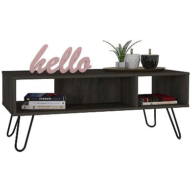 Vassel Coffee Table, Hairpin Legs, Two Shelves