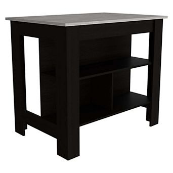 Cala Kitchen Island, Four Legs, Three Shelves