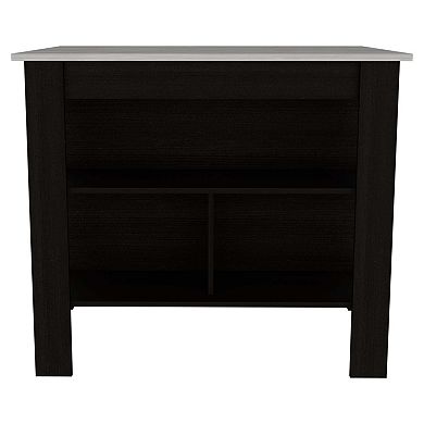 Cala Kitchen Island, Four Legs, Three Shelves