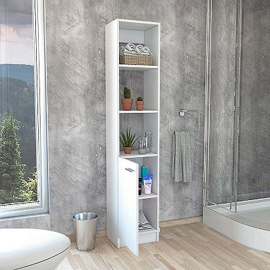 Malaga Linen Cabinet, Two Interior Shelves, Three External Shelves, Single Door