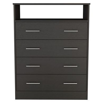 Peru L Four Drawer Dresser, Superior Top, One Open Shelf