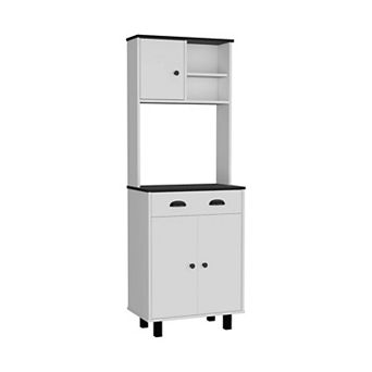 Salem Kitchen Pantry With 2 Cabinets, 2 Open Shelves, And Drawer