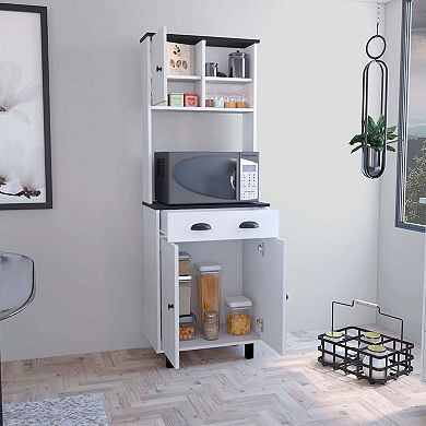 Salem Kitchen Pantry With 2 Cabinets, 2 Open Shelves, And Drawer