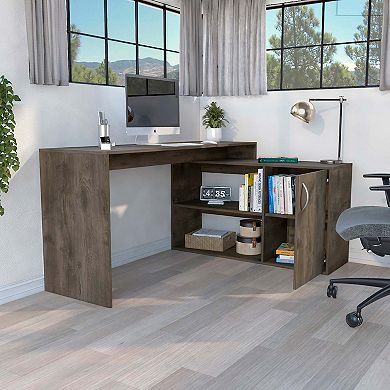 Axis Modern L-shaped Computer Desk With Open & Closed Storage
