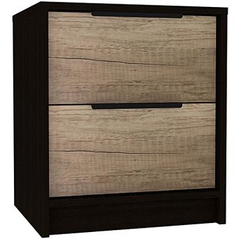 Kaia Nightstand, Two Drawers, Metal Handle