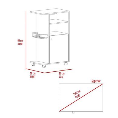 Clip Kitchen Cart, Single Door Cabinet, Four Casters