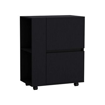 Glasgow Bar Cart Two Pull-down Door Cabinets And Two Open Shelves