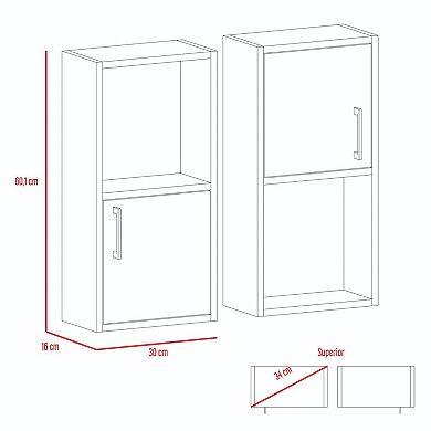Oba 2-pc Wall-mounted Bathroom Medicine Cabinet With Open And Closed Storage