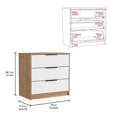 Kaia 3 Drawers Dresser, Superior Top