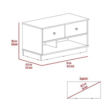 Hamilton Storage Bench, Two Open Shelves, Two Drawers