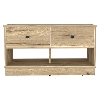 Hamilton Storage Bench, Two Open Shelves, Two Drawers