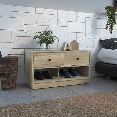 Hamilton Storage Bench, Two Open Shelves, Two Drawers