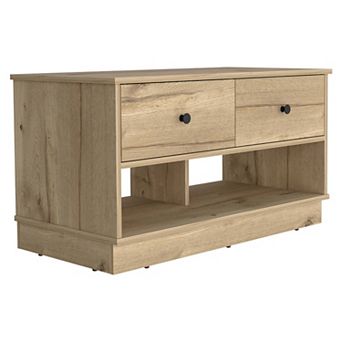 Hamilton Storage Bench, Two Open Shelves, Two Drawers