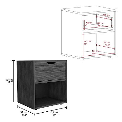 Aberdeeen 19.7-inch High Nightstand End Table With Open Shelf