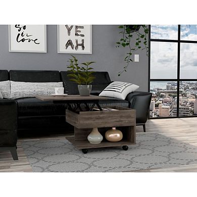 Luanda Lift Top Coffee Table, Casters, One Shelf