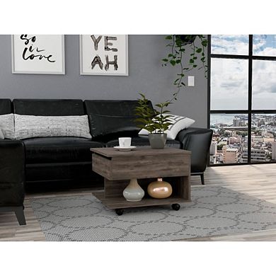 Luanda Lift Top Coffee Table, Casters, One Shelf