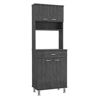 Della 60 Kitchen Pantry With Countertop, Closed & Open Storage