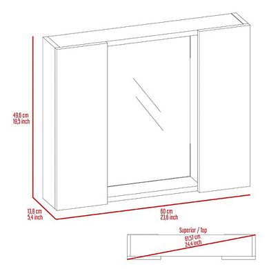 Artemisa Medicine Cabinet, Double Door, Mirror, One External Shelf