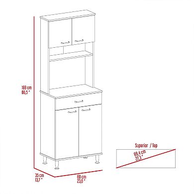 Della 60 Kitchen Pantry With Countertop, Closed & Open Storage