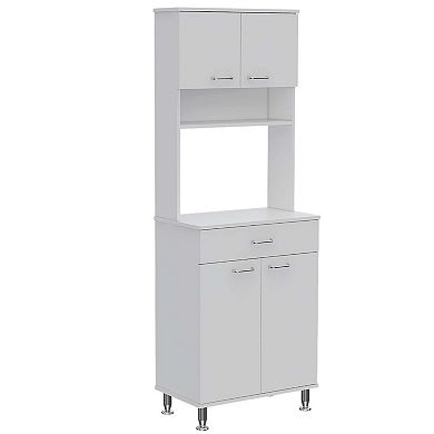 Della 60 Kitchen Pantry With Countertop, Closed & Open Storage
