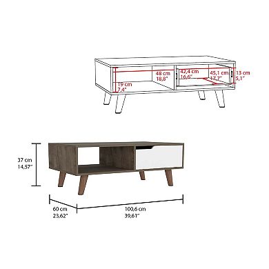 Oslo Coffee Table 2.0, One Drawer, Four Legs