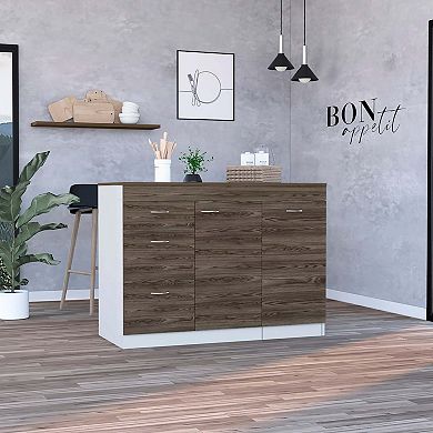 Grecia Kitchen Base Cabinet,three Drawers, Two Internal Shelves