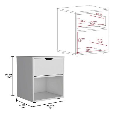 Aberdeeen 19.7-inch High Nightstand End Table With Open Shelf