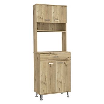 Della 60 Kitchen Pantry With Countertop, Closed & Open Storage