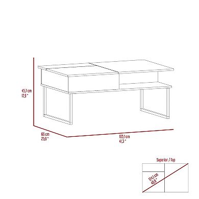 Armin Lift Top Coffee Table, One Shelf