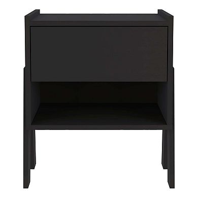 Joy Nightstand, Four Legs, One Open Shelf, One Drawer