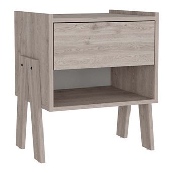 Joy Nightstand, Four Legs, One Open Shelf, One Drawer