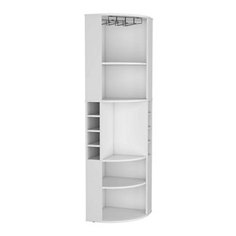 Oban Corner Bar Cabinet With Five Shelves , Eight Bottle Cubbies And Steamware