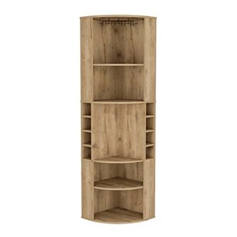 Oban Corner Bar Cabinet With Five Shelves , Eight Bottle Cubbies And Steamware