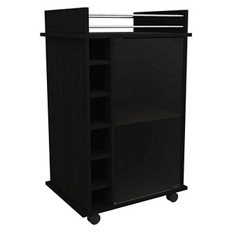 Dukat Bar Cart,two Shelves, Six Built-in Wine Rack, Four Casters