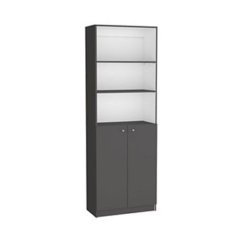 Home 2-door Bookcase, Modern Storage Unit With Dual Doors And Multi-tier Shelves