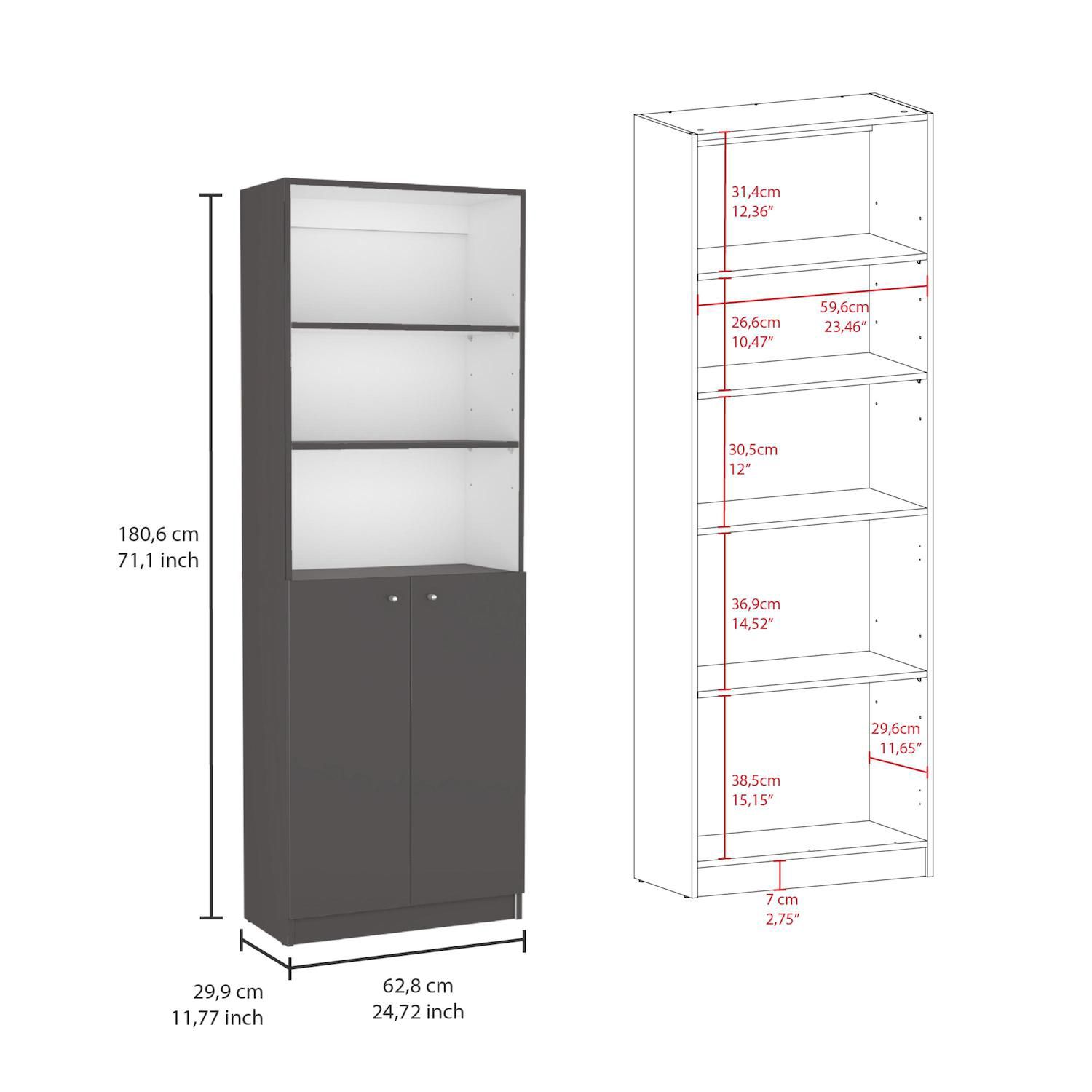 Home 2-door Bookcase, Modern Storage Unit With Dual Doors And Multi ...