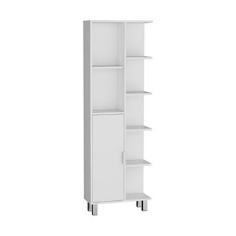 Crovie Linen 63-inch High Bathroom Cabinet Linen Storage Cabinet With Seven Open Shelves