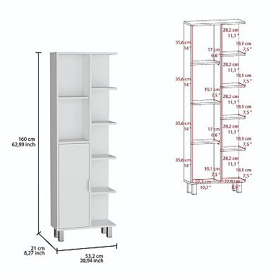 Crovie Linen 63-inch High Bathroom Cabinet Linen Storage Cabinet With Seven Open Shelves