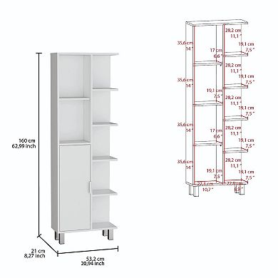 Crovie Linen 63-inch High Bathroom Cabinet Linen Storage Cabinet  With Seven Open Shelves