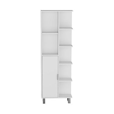 Crovie Linen 63-inch High Bathroom Cabinet Linen Storage Cabinet With Seven Open Shelves