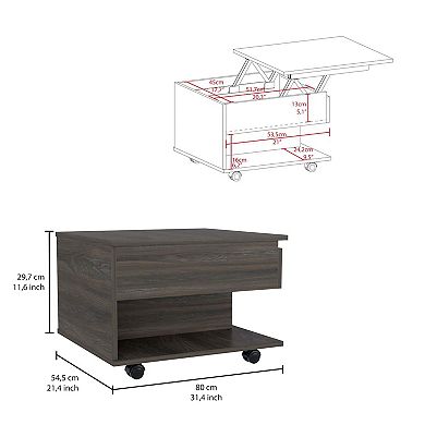 Luanda Lift Top Coffee Table, Casters, One Shelf