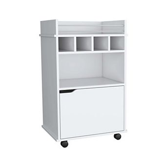 Phoenix Bar Cart With 2 Open Shelves 4 Wine Cubbies And Cabinet