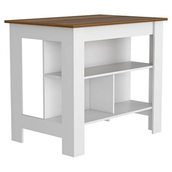 Cala Kitchen Island, Four Legs, Three Shelves