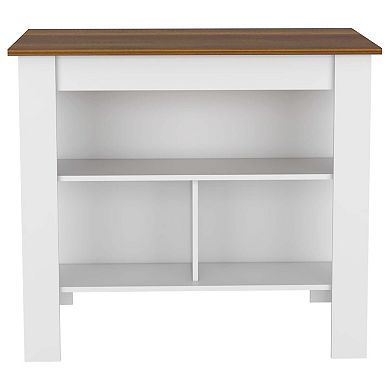 Cala Kitchen Island, Four Legs, Three Shelves
