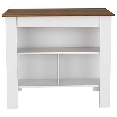 Cala Kitchen Island, Four Legs, Three Shelves