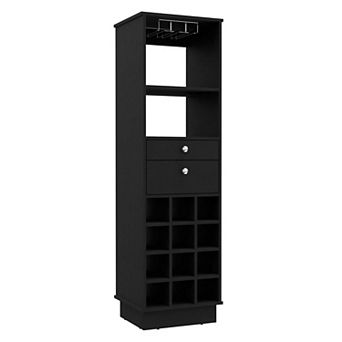 Classic Bar Cabinet, Two Drawers, Twelve Built-in Wine Rack